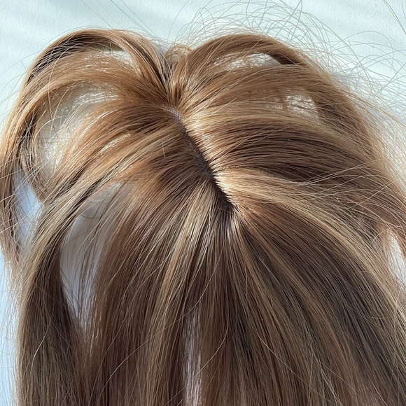 NWT topper caramel toffee copper chestnut blended hair bangs center part blended - Picture 8 of 16